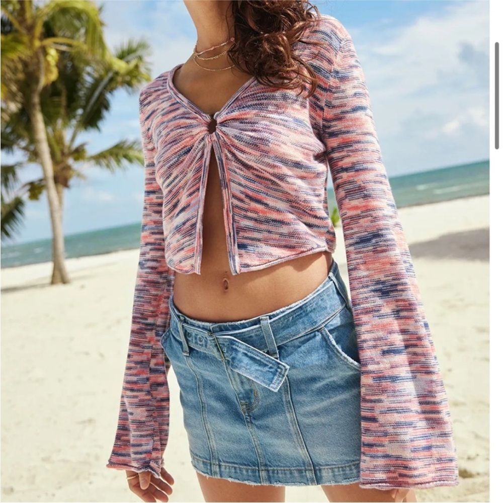 NWT American Eagle Striped Bell Sleeve Ring Long Sleeve Size S